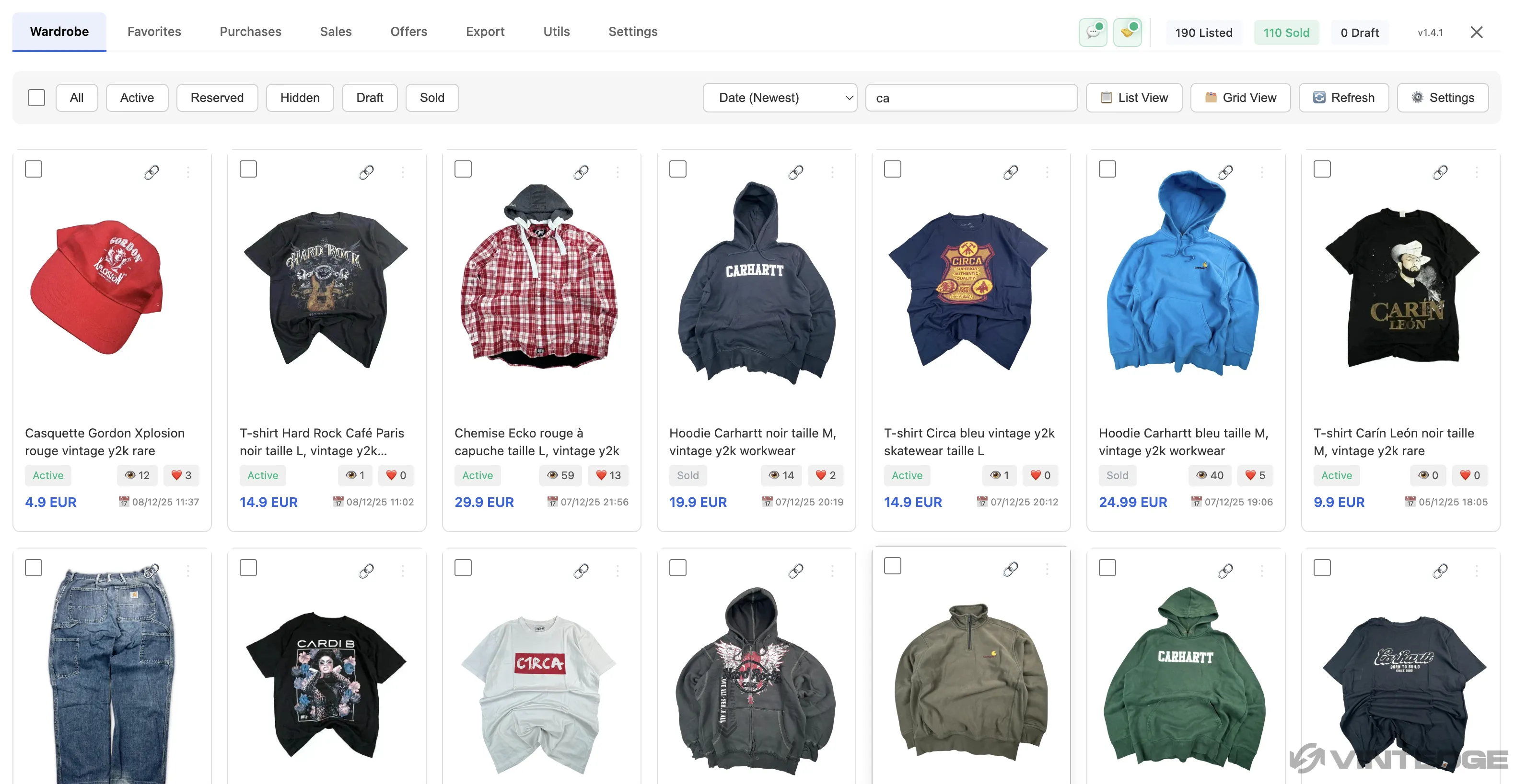 Vintedge extension interface